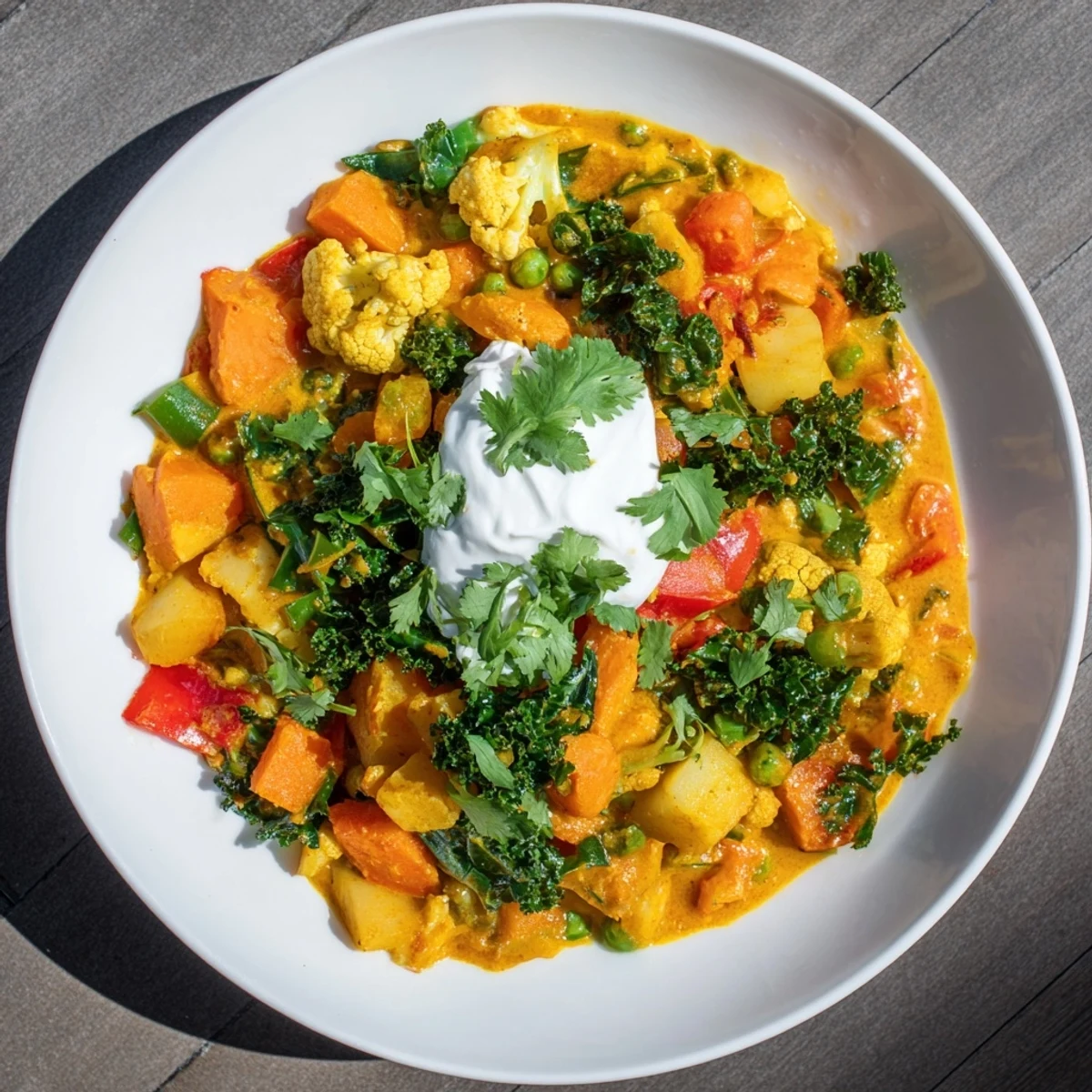 Waste-Free Vegetarian Curry: Aromatic and colorful, this curry simmers with tender vegetables, ready for rice.