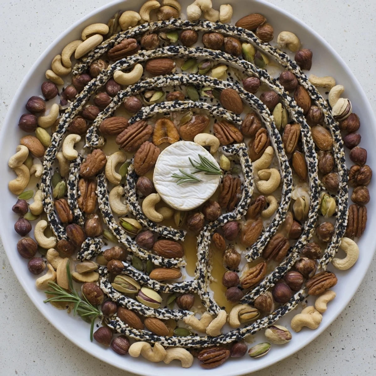 The Labyrinth: a grazing platter with a maze of nuts leading to a soft cheese centerpiece.