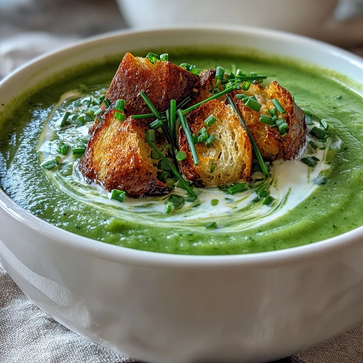 Savor this comforting creamy broccoli soup, perfect with crusty bread.
