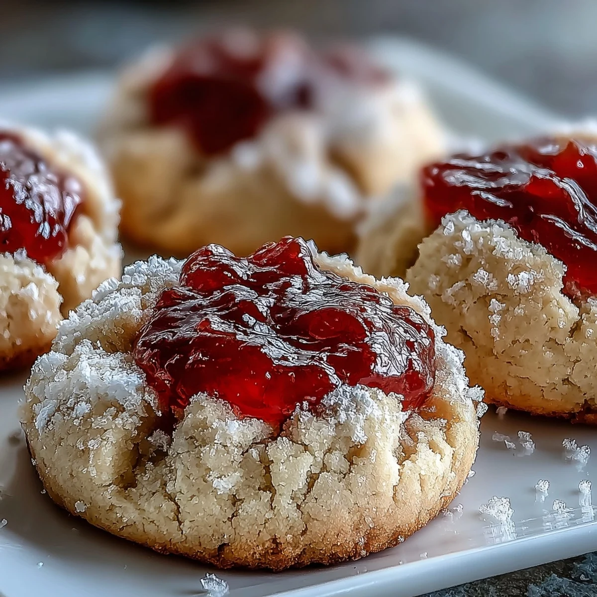 Close-up of Torticas de Guayaba showing buttery cookie texture and tangy sweet guava jam center.