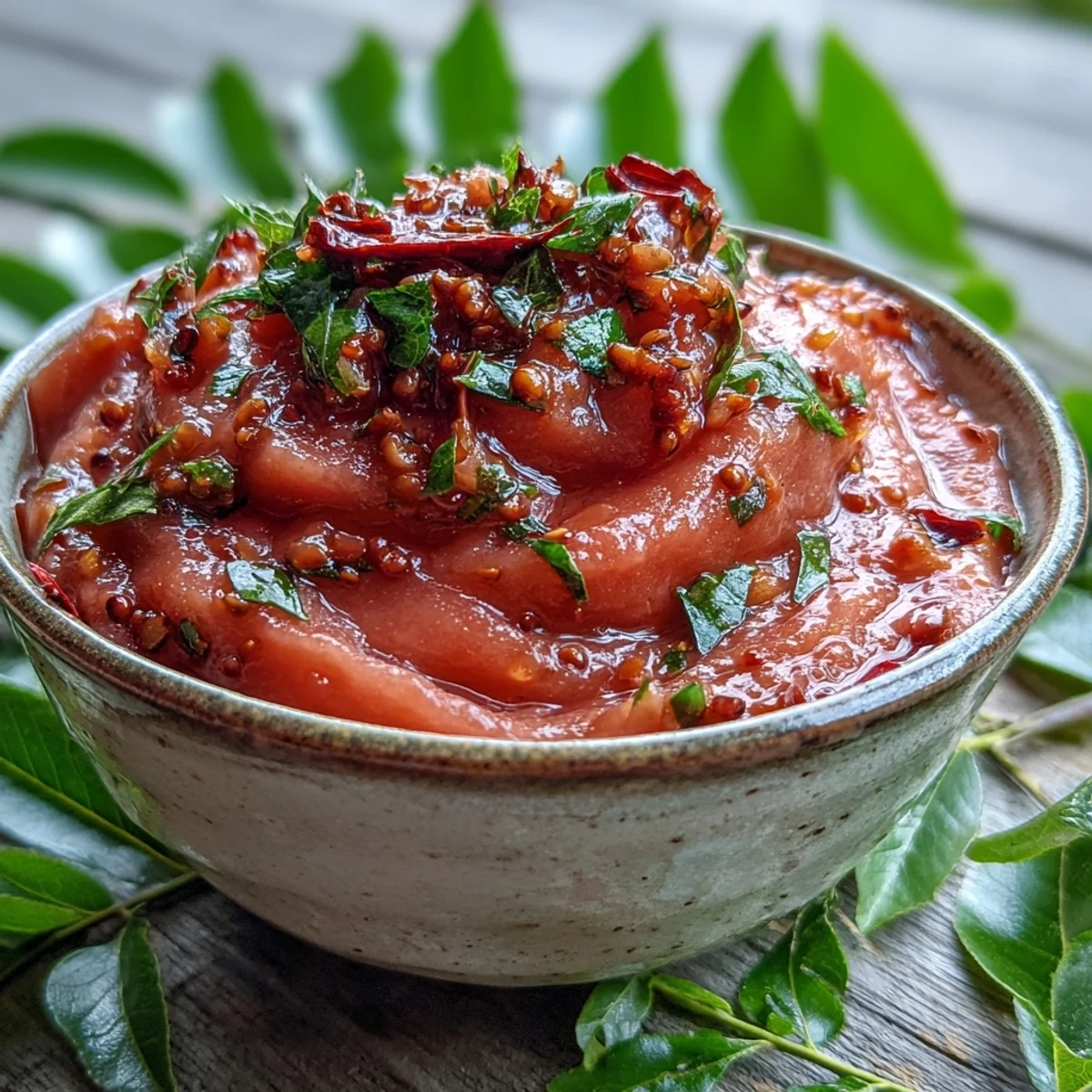 Steaming idli and dosa are served alongside a bright pink bowl of homemade Guava Chutney.