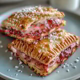 Homemade Guava Cheese Pop Tarts cooling on a wire rack, revealing the sweet-tart guava jam and creamy cheese filling inside. 