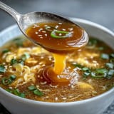 Comforting Homemade Egg Drop Soup: a light, flavorful broth garnished with savory herbs.