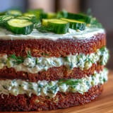 A moist Pickle Cake, generously frosted with tangy dill cream, looks delicious.