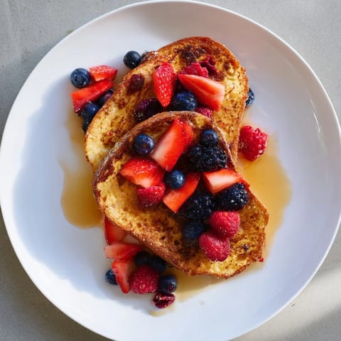 French toast with berries maple