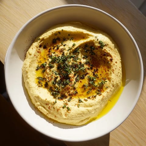 A close-up view of the perfectly blended Perfect 5-Minute Homemade Hummus, smooth and ready to scoop.