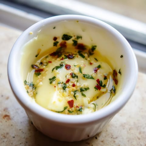 Fresh herbs and lemon zest garnish a bowl of creamy Cowboy Butter Sauce, ready for dipping vegetables or seafood.  