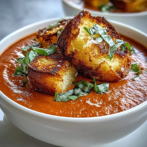 Roasted Tomato Soup with Crispy Croutons