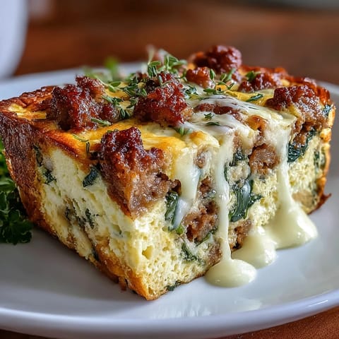 Keto Sausage Egg Spinach Bake