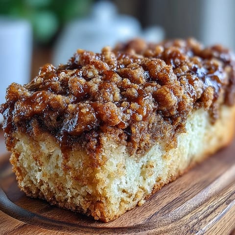 Slices of tender cardamom-spiced cake topped with a crunchy cardamom-cinnamon streusel, ideal for brunch or dessert.