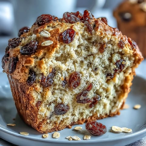 Golden Irish soda bread muffins studded with juicy raisins and hearty oats, perfect for a cozy breakfast or afternoon tea.