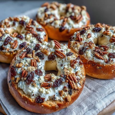 Homemade high-protein bagels with raisins and cinnamon, chewy and tender, served fresh from the oven on a wire rack.  