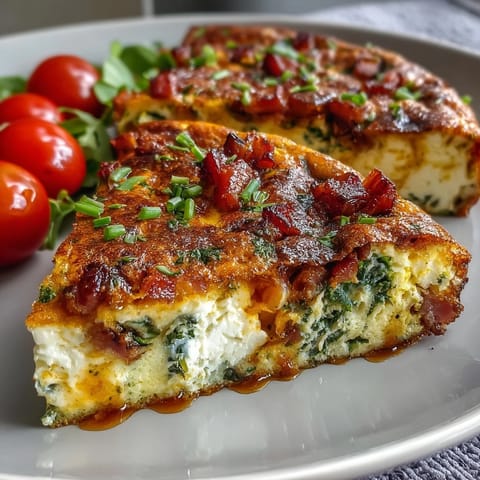 Savory one-pan ham and cheese frittata with fluffy eggs, melty cheddar, and fresh spinach, baked golden and ready to serve.