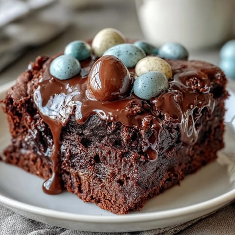 Cadbury Egg Chocolate Brownies with Crumbled Top: Fudgy brownies loaded with Cadbury mini eggs and a crunchy chocolate crumble topping.
