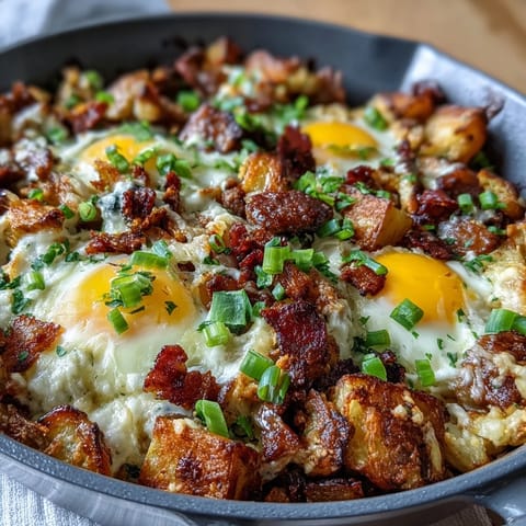 Overnight Amish Breakfast Casserole for a Crowd with golden melted cheese and savory sausage
