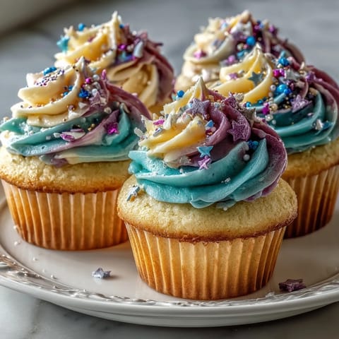 Fluffy Gemini Birthday Cupcakes with vibrant, dual-tone frosting swirl ready for celebrating.