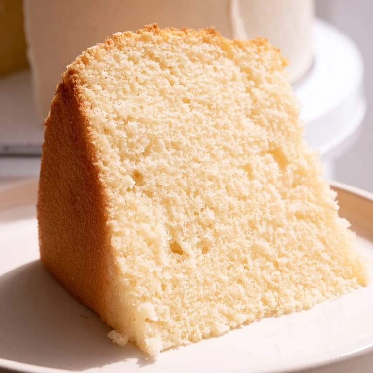 A close-up of a perfectly baked, light and airy 3-ingredient vanilla sponge cake.