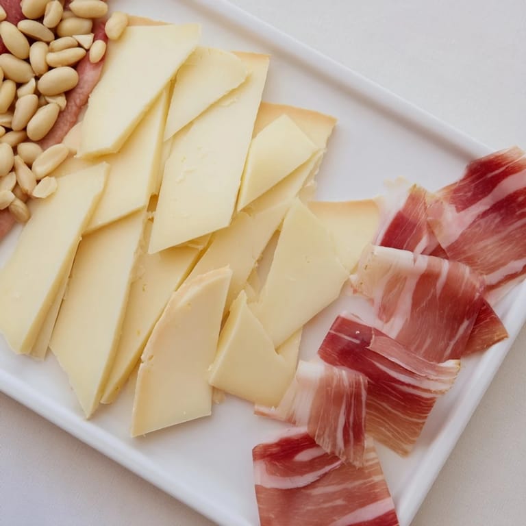 Ready-to-serve Minimalism Master appetizer with perfectly layered Jamón and golden cheese.