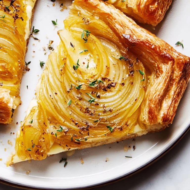 Savory Caramelized Onion Tart with caramelized onions and a buttery, crisp pastry.