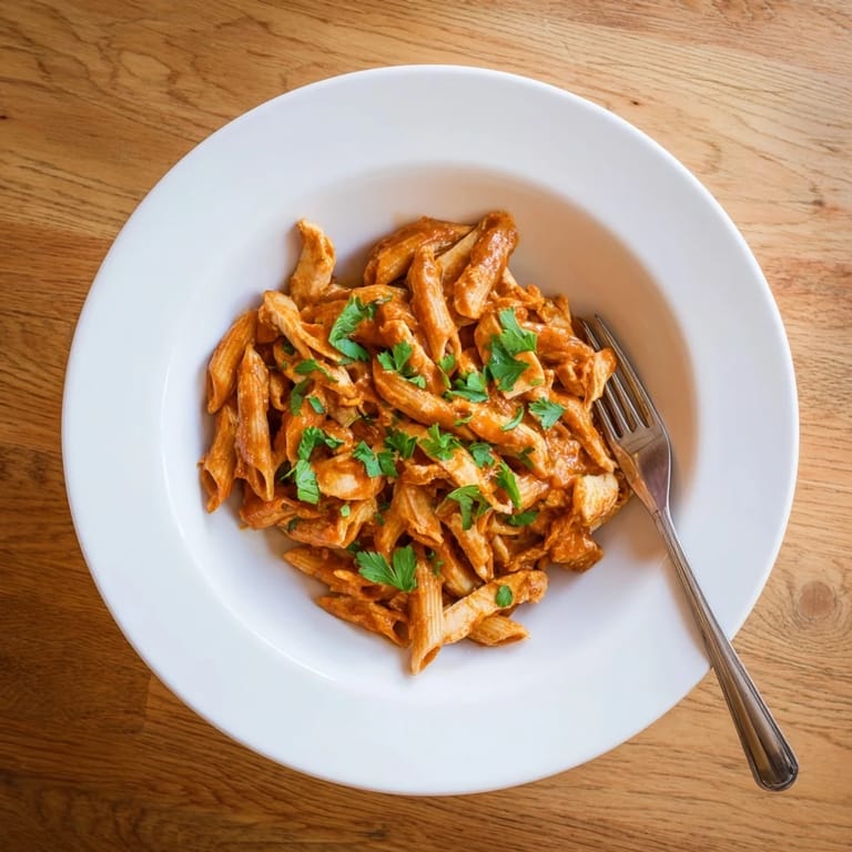 Serving Honey Chipotle Chicken Pasta with a lime wedge, perfect for weeknight dinners.