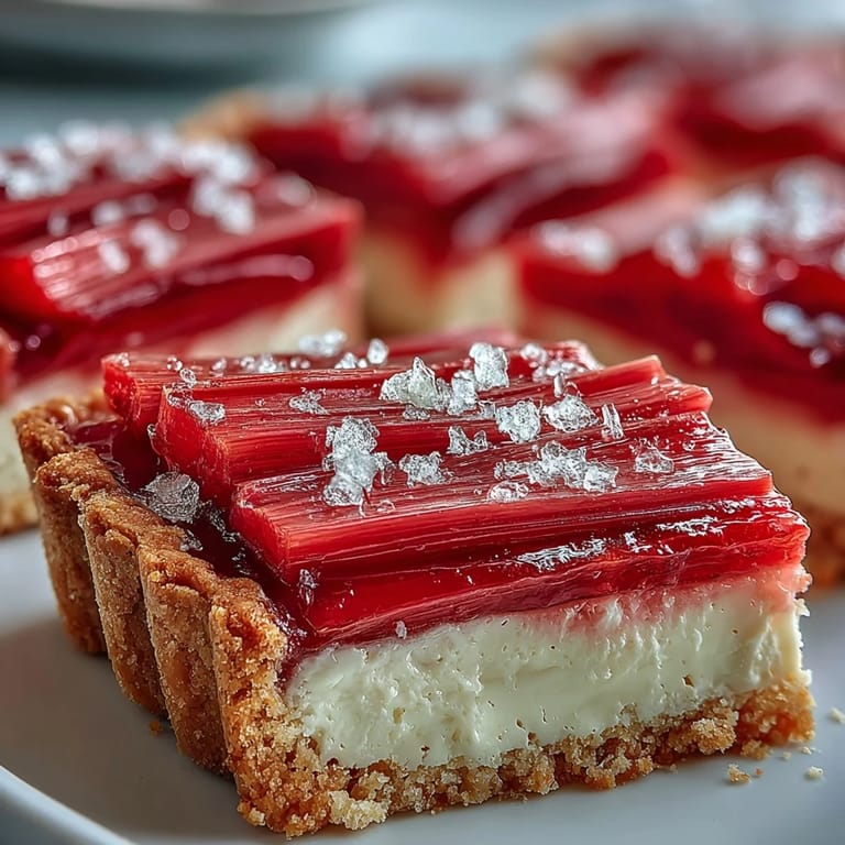Freshly baked Rhubarb, White Chocolate, and Elderflower Tart garnished with sliced almonds, ready for a spring celebration. 