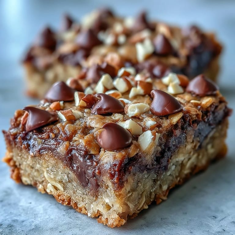 Warm homemade Baked Oatmeal Bars featuring mashed bananas and oats, a wholesome healthy breakfast snack.