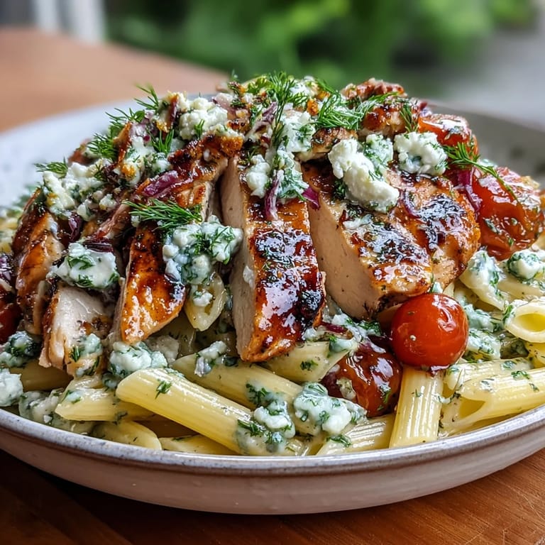 Lemon zest, fresh parsley, and bright dill bring a fresh finish to a steaming skillet of this savory roasted garlic & feta chicken pasta.