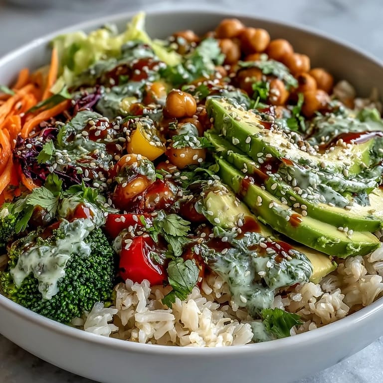 Freshly grated ginger and lime juice infuse the sesame ginger dressing drizzled over this colorful, vegan lunch bowl.