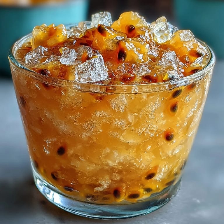 Vibrant passionfruit granita with a zesty lime twist, offering a light and icy dessert perfect for hot days.
