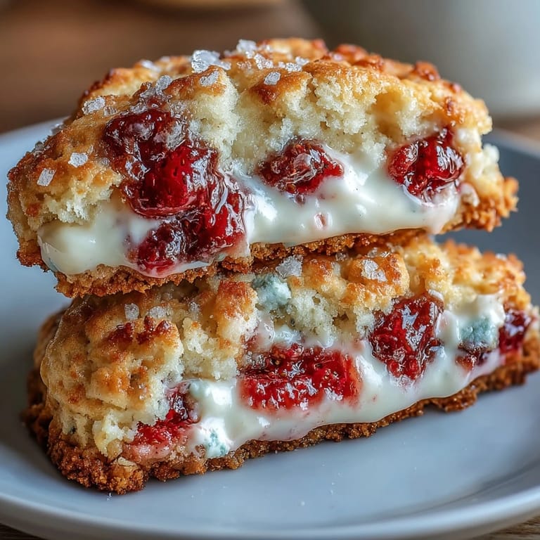 3. Homemade strawberry shortcake cookies featuring cottage cheese, fresh berries, and a sprinkle of coarse sugar for extra crunch.