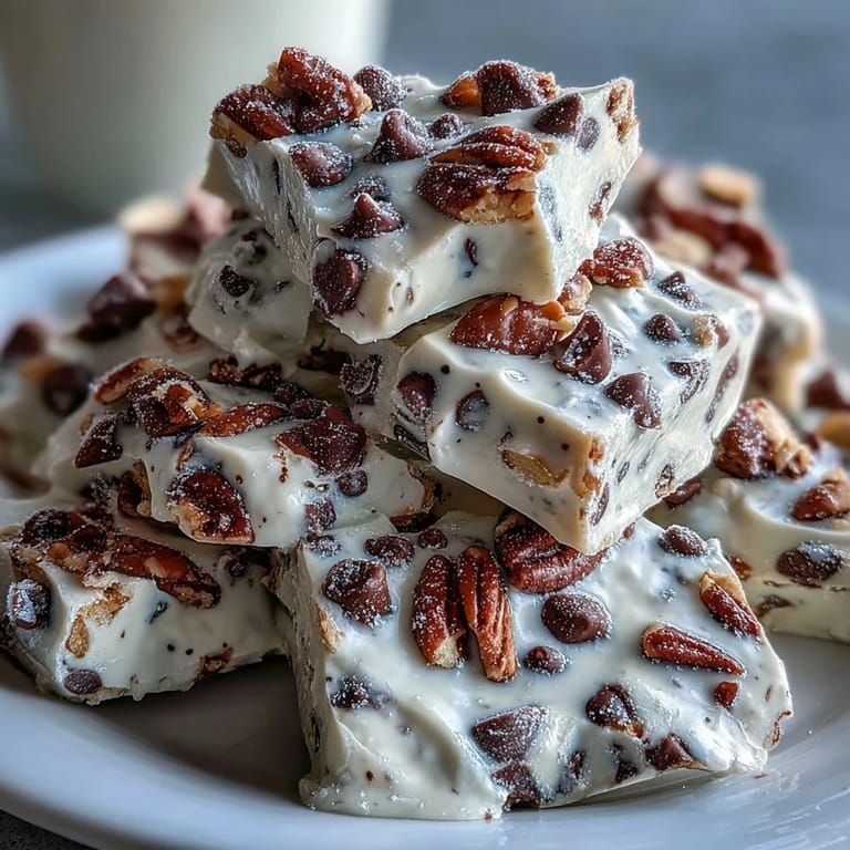 High-protein frozen bark blending cottage cheese, Greek yogurt, and cookie dough flavors for a healthy dessert.  
