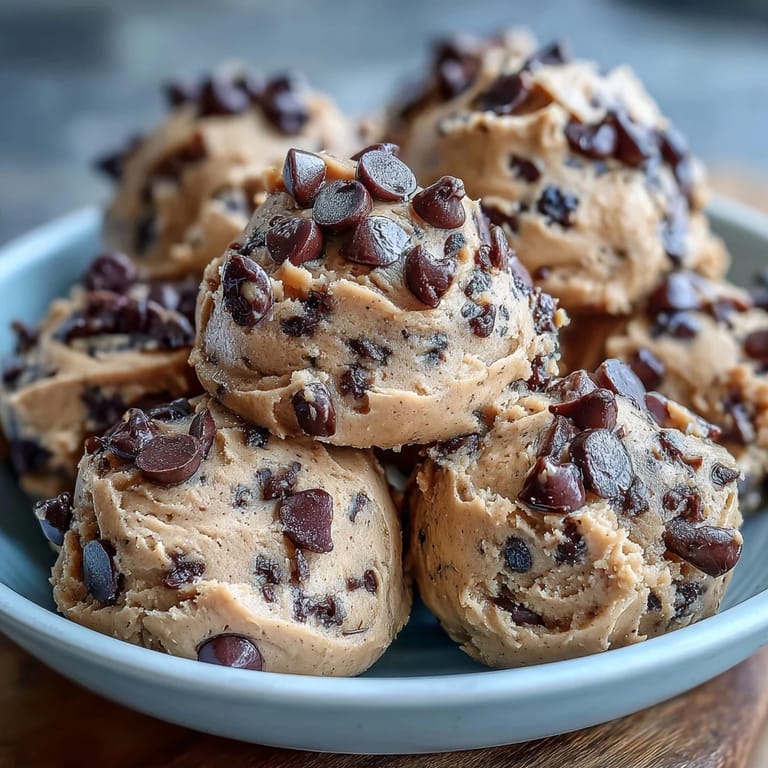 2. Healthy no-bake cookie dough packed with protein, rich chocolate chips, and a smooth, scoopable texture.  
