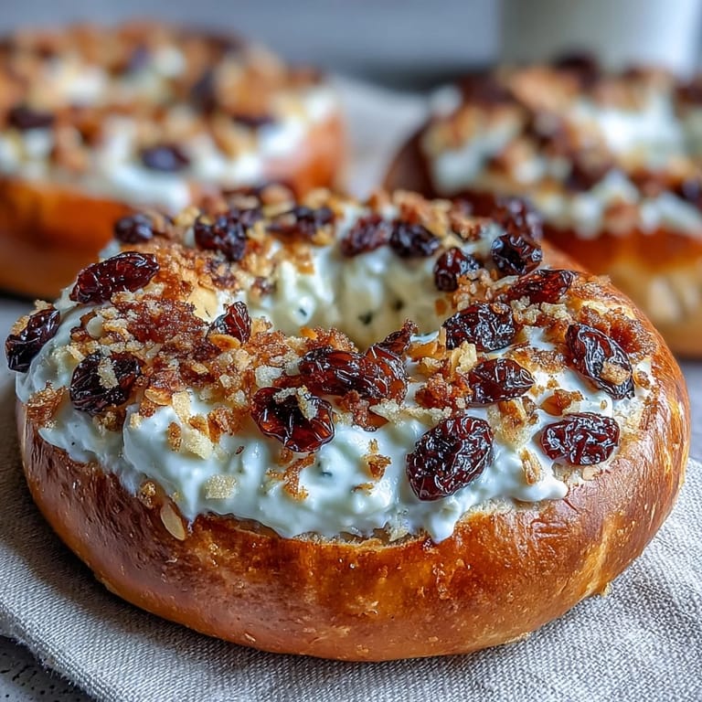 Protein-rich cinnamon raisin bagels made with Greek yogurt, golden crust, soft interior, and plump raisins, perfect for a healthy breakfast.