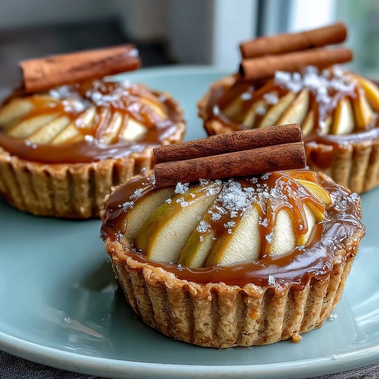 Fall treat of tart apples dipped in warm caramel and sprinkled with crunchy sea salt flakes.