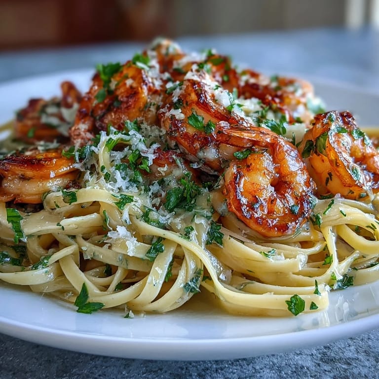 Fresh lemon garlic shrimp pasta tossed with whole wheat noodles, bright lemon zest, and tender shrimp for a quick, elegant meal.