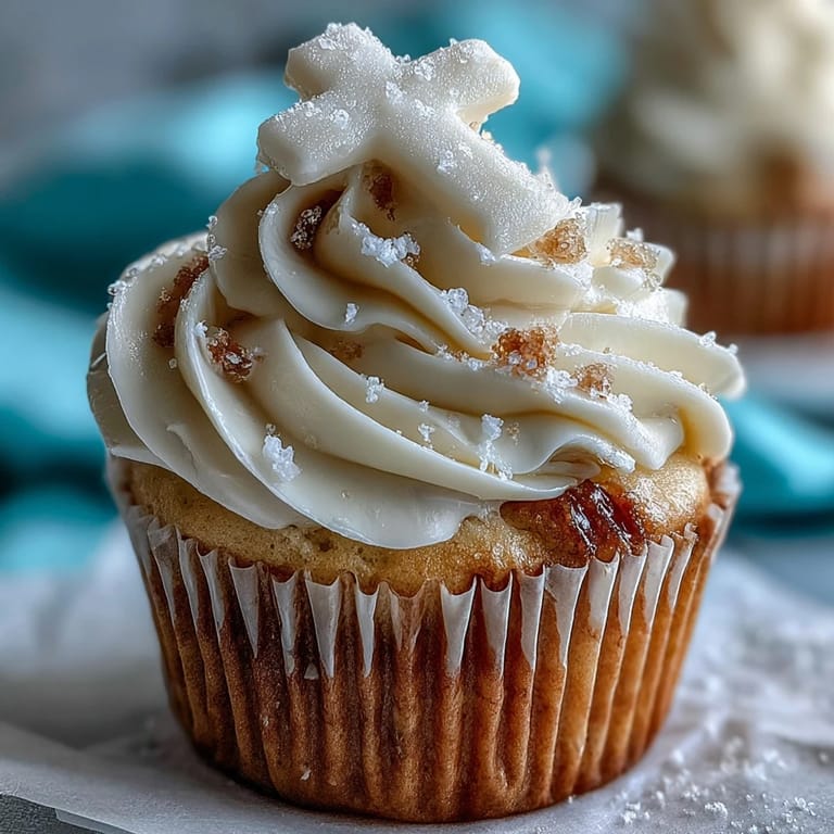 Soft vanilla Communion cupcakes adorned with elegant white fondant crosses and sweet frosting.