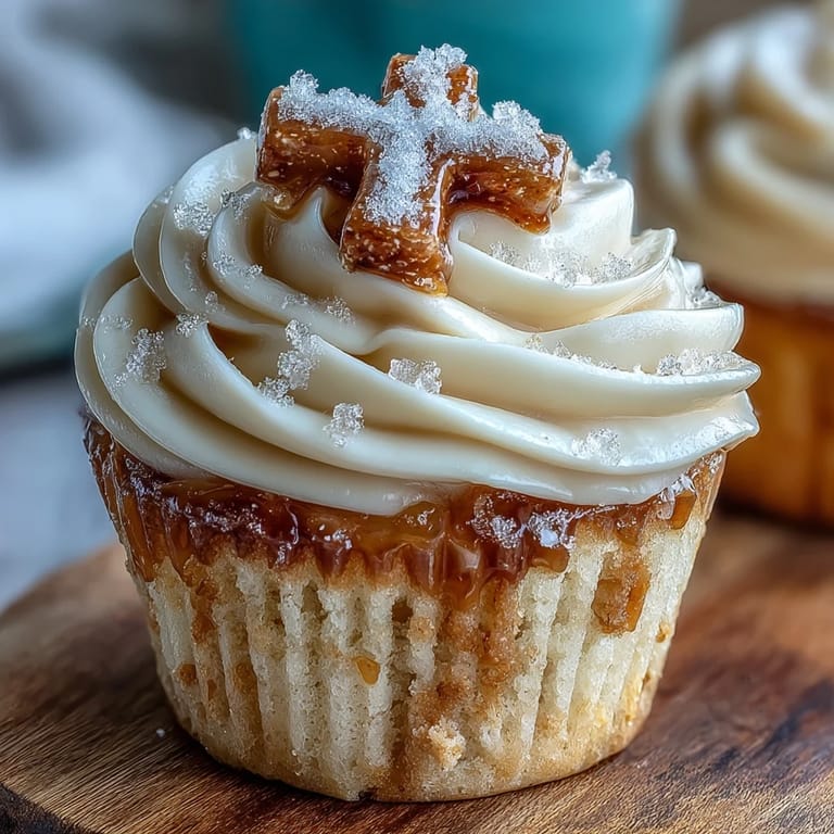Beautifully decorated Communion cupcakes featuring white fondant crosses, a perfect celebration dessert.
