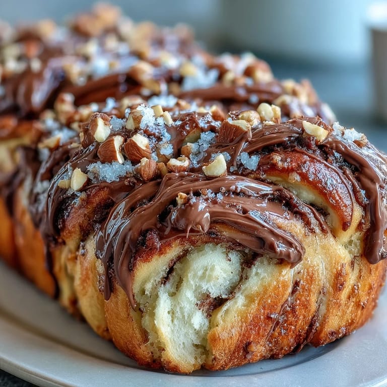Visually stunning Nutella Babka: a braided loaf with gooey chocolate-hazelnut filling, offering irresistible sweetness and texture in every slice.