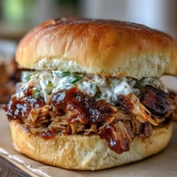 Juicy pulled pork sliders smothered in tangy BBQ sauce, served on soft buns for a crowd-pleasing appetizer.