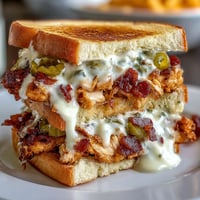 Slow-cooked shredded chicken with tangy pepperoncini, piled high on soft buns with crisp dill pickles.